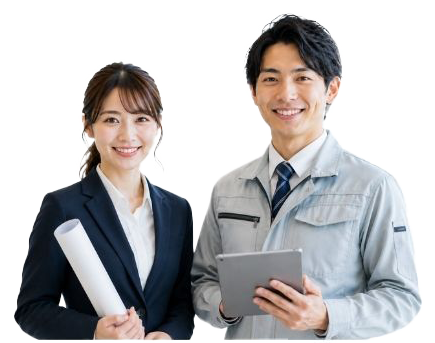 現場監督として働く男女